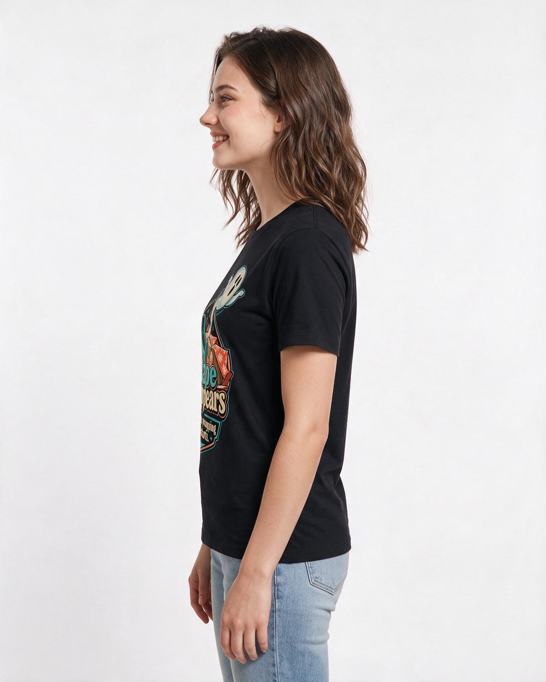 Christmas Black T-Shirt for Women – Holiday Theme Graphic Tee product image 2