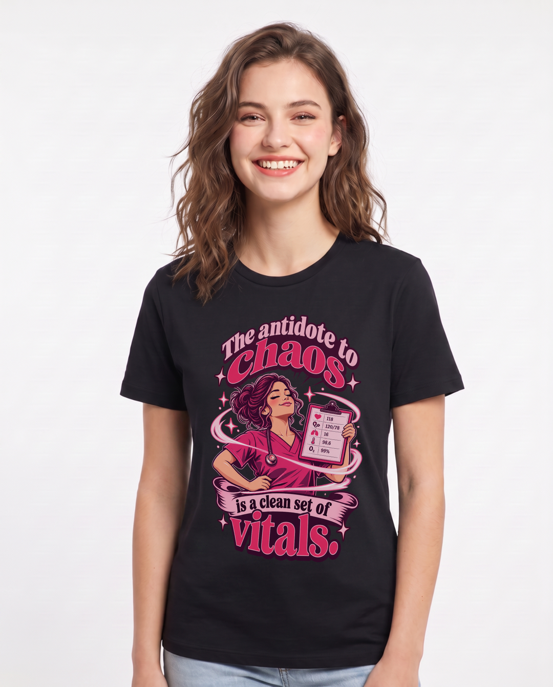 Nurse Black T-Shirt for Women – Nursing Life Graphic Tee product image 3