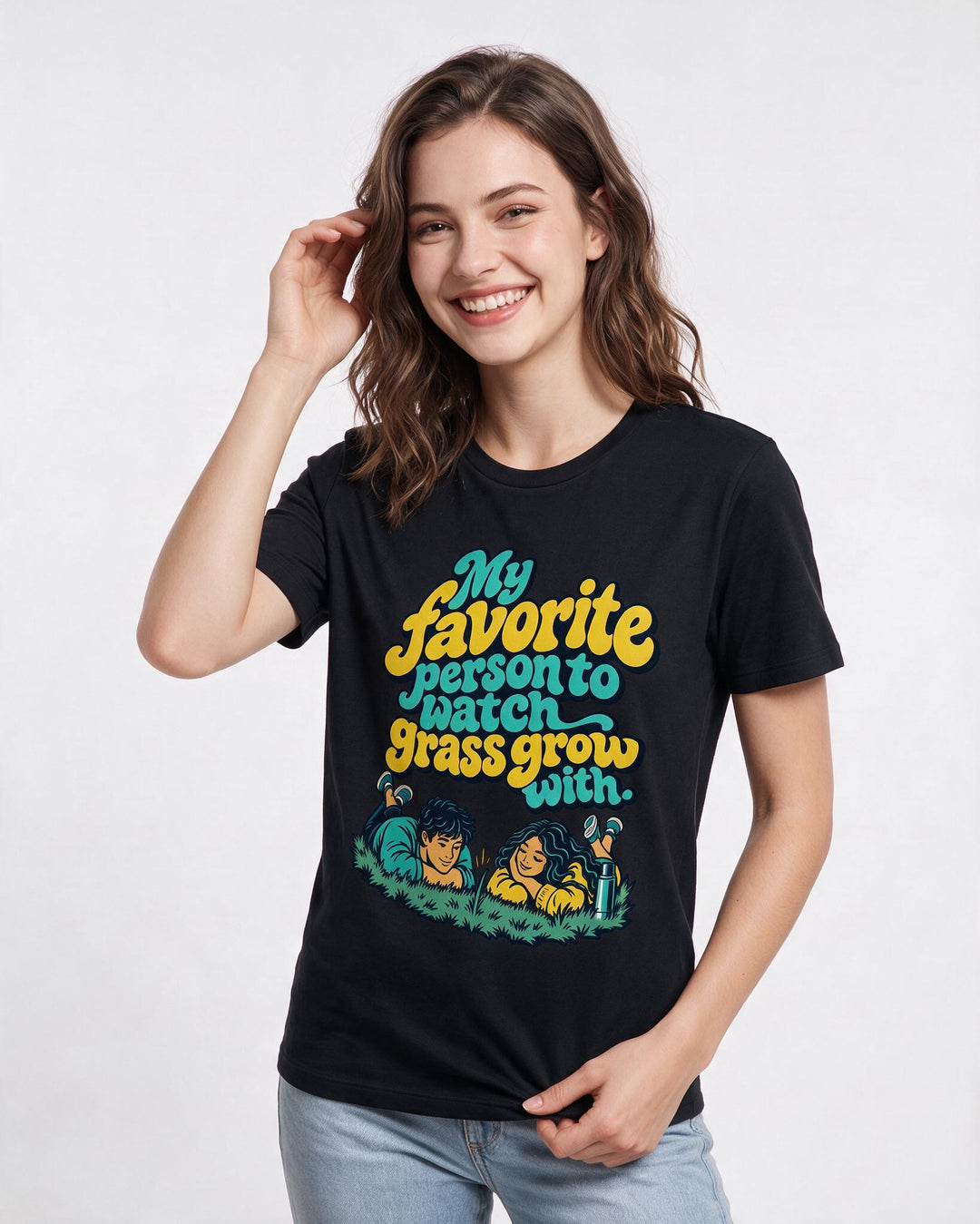 Couples Black T-Shirt for Women – Everyday Expression Graphic Tee product image 1