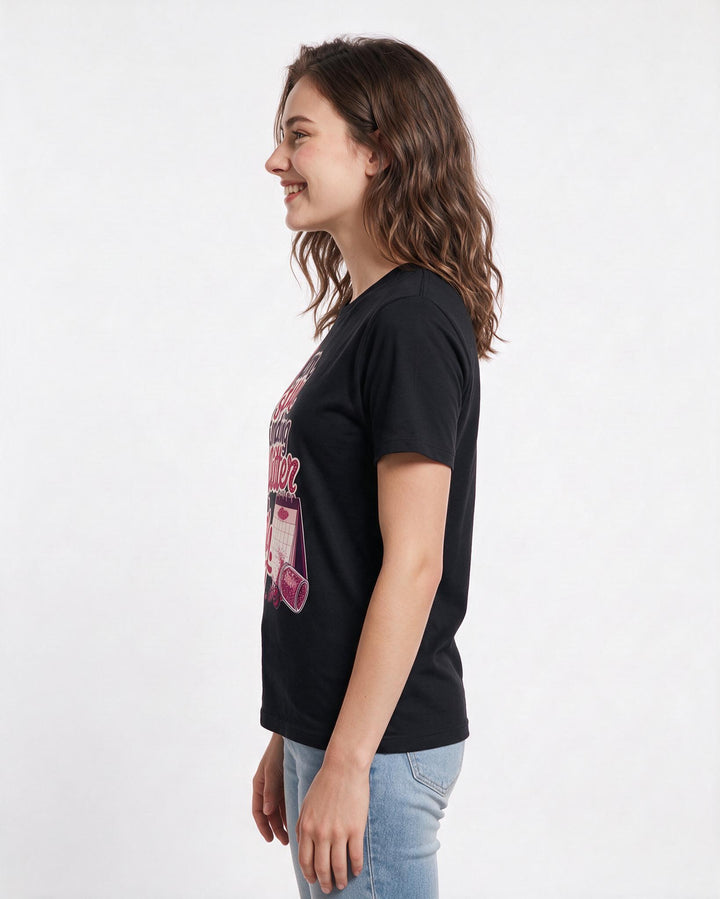 Christmas Women's Black T-Shirt – I am still finding glitter in July. product image 2