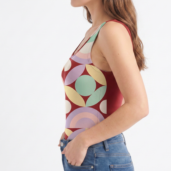 Round Neck Sleeveless Round-Neck Tank Bodysuit mockup 2