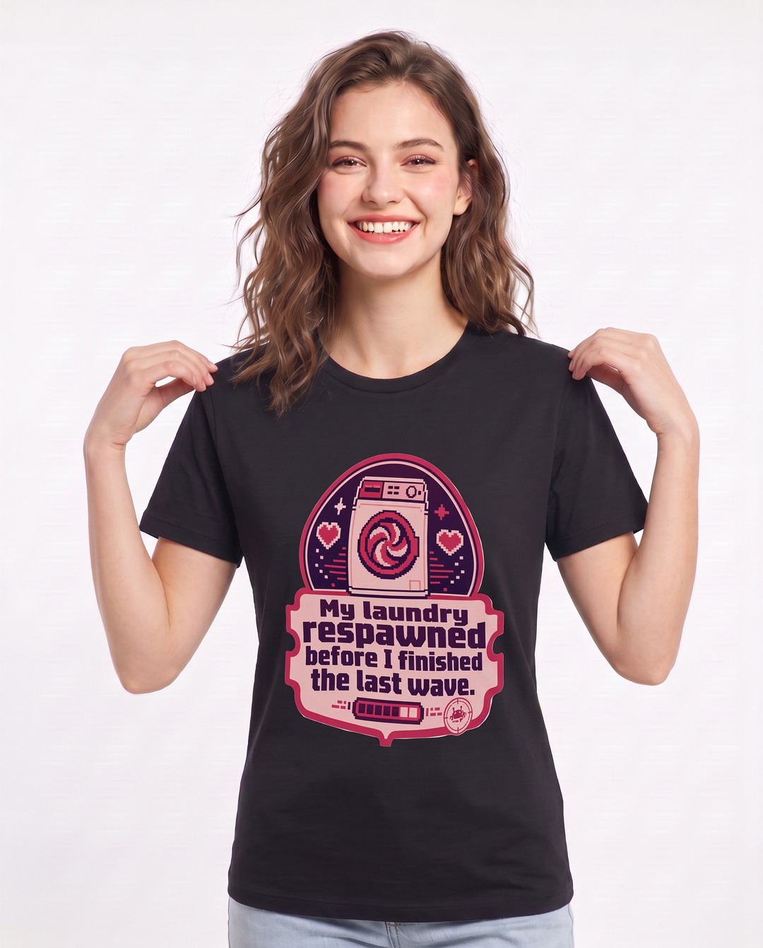 My laundry respawned before I finished the last wave. - Women's Black T-Shirt product image 1