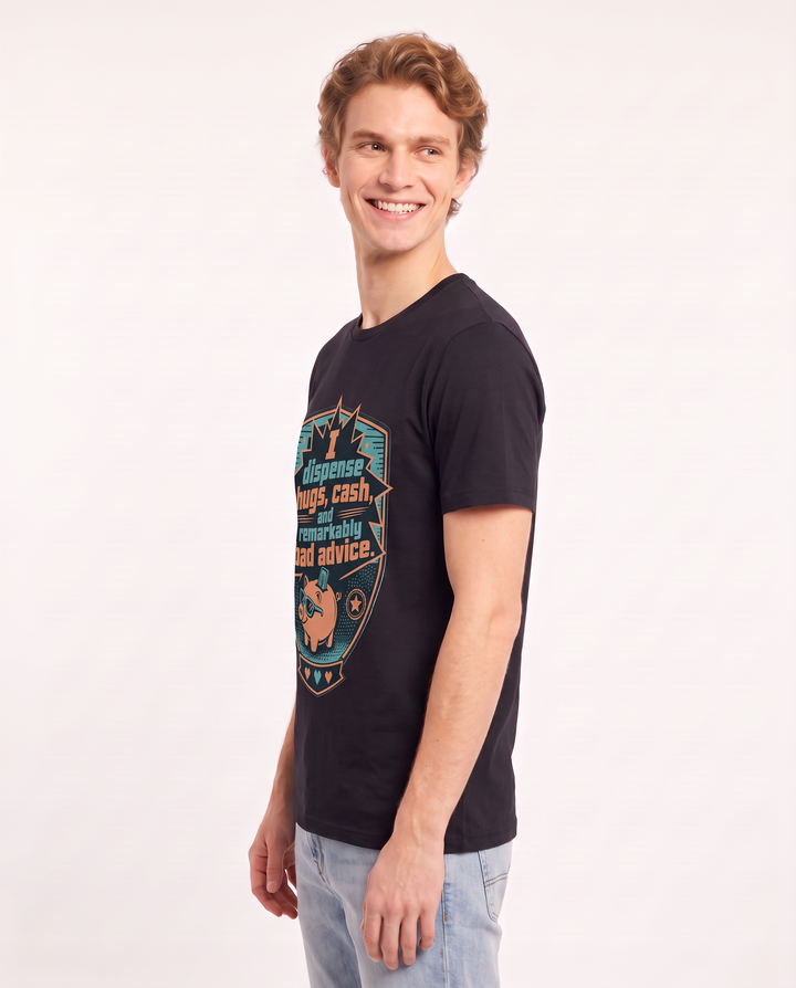 Graphic Men's Black T-Shirt - I dispense hugs, cash, and remarkably product image 2