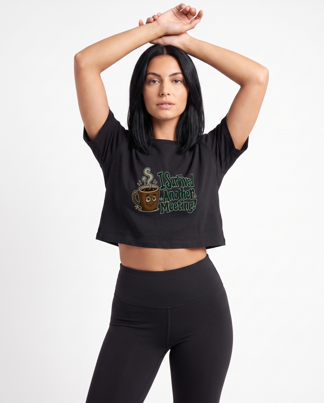 I Survived Another Meeting! Crop Top mockup 1