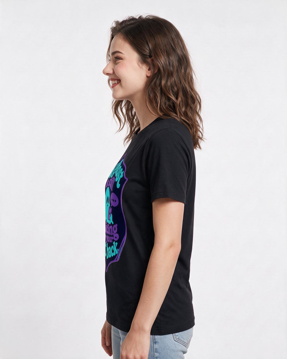 Halloween Women's Black T-Shirt - My ghost is still waiting for your product image 2