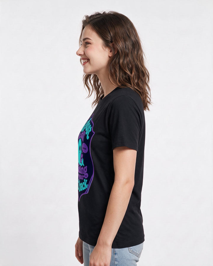 Halloween Women's Black T-Shirt - My ghost is still waiting for your product image 2