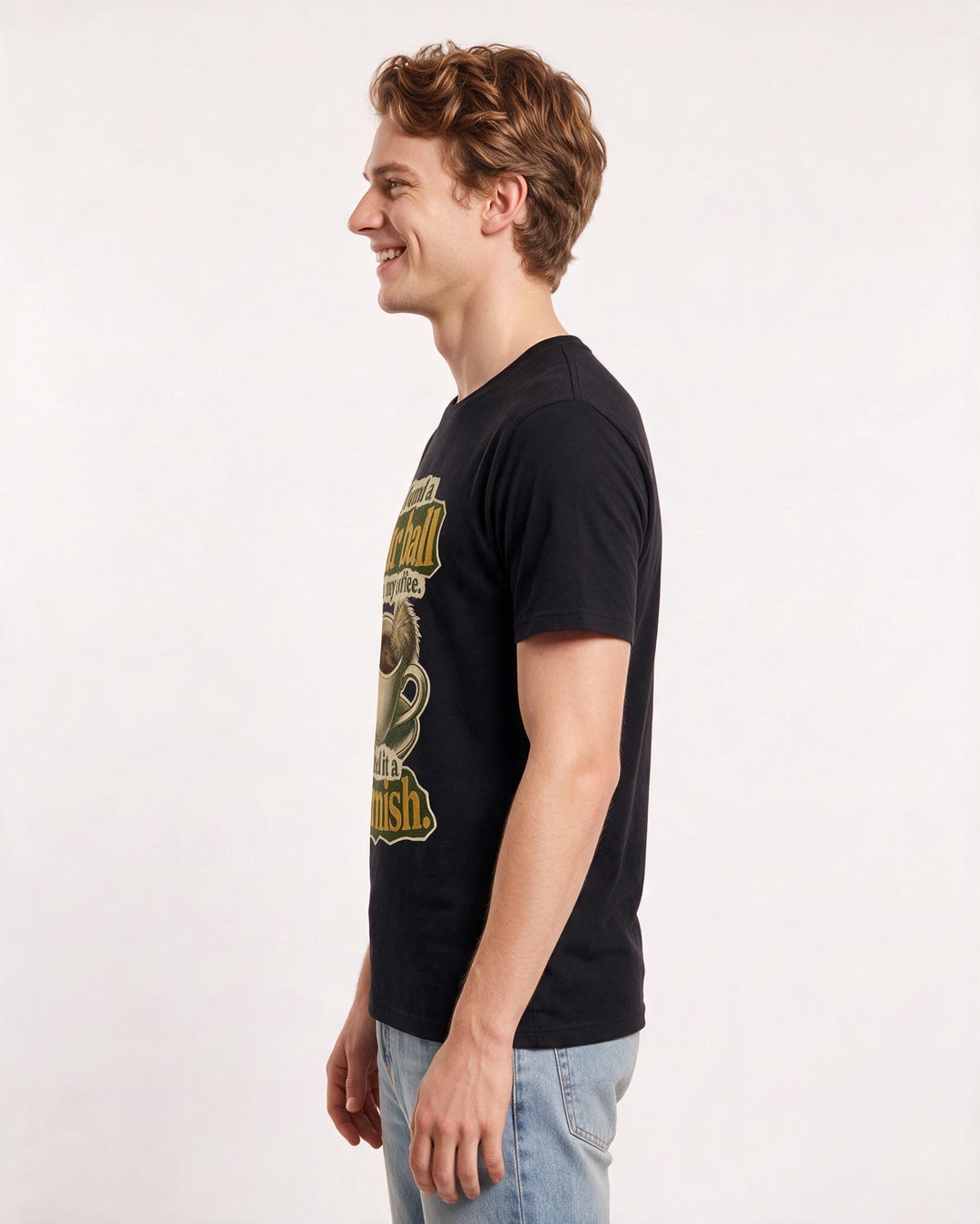 Funny Cat Lover Men's Black T-Shirt – Found a fur ball in my coffee. Called it a garnish. product image 2