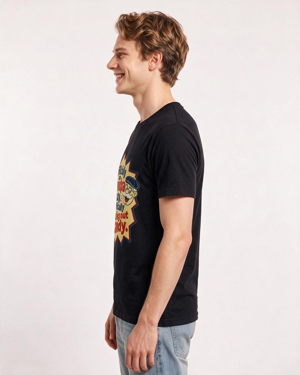 Graphic Men's Black T-Shirt - Officially on Grandpa duty, unofficially product image 2