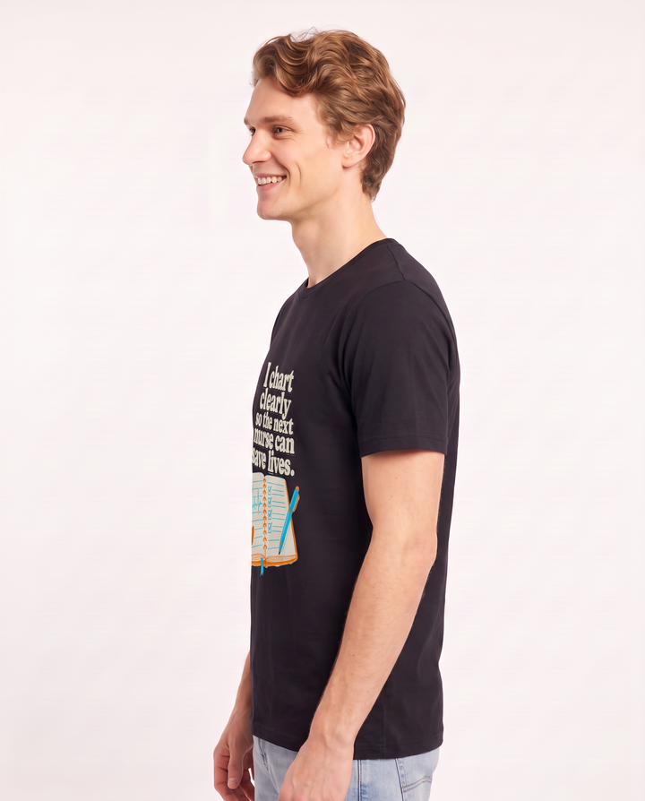 I chart clearly so the next nurse can save lives. Men's Black T-Shirt product image 3