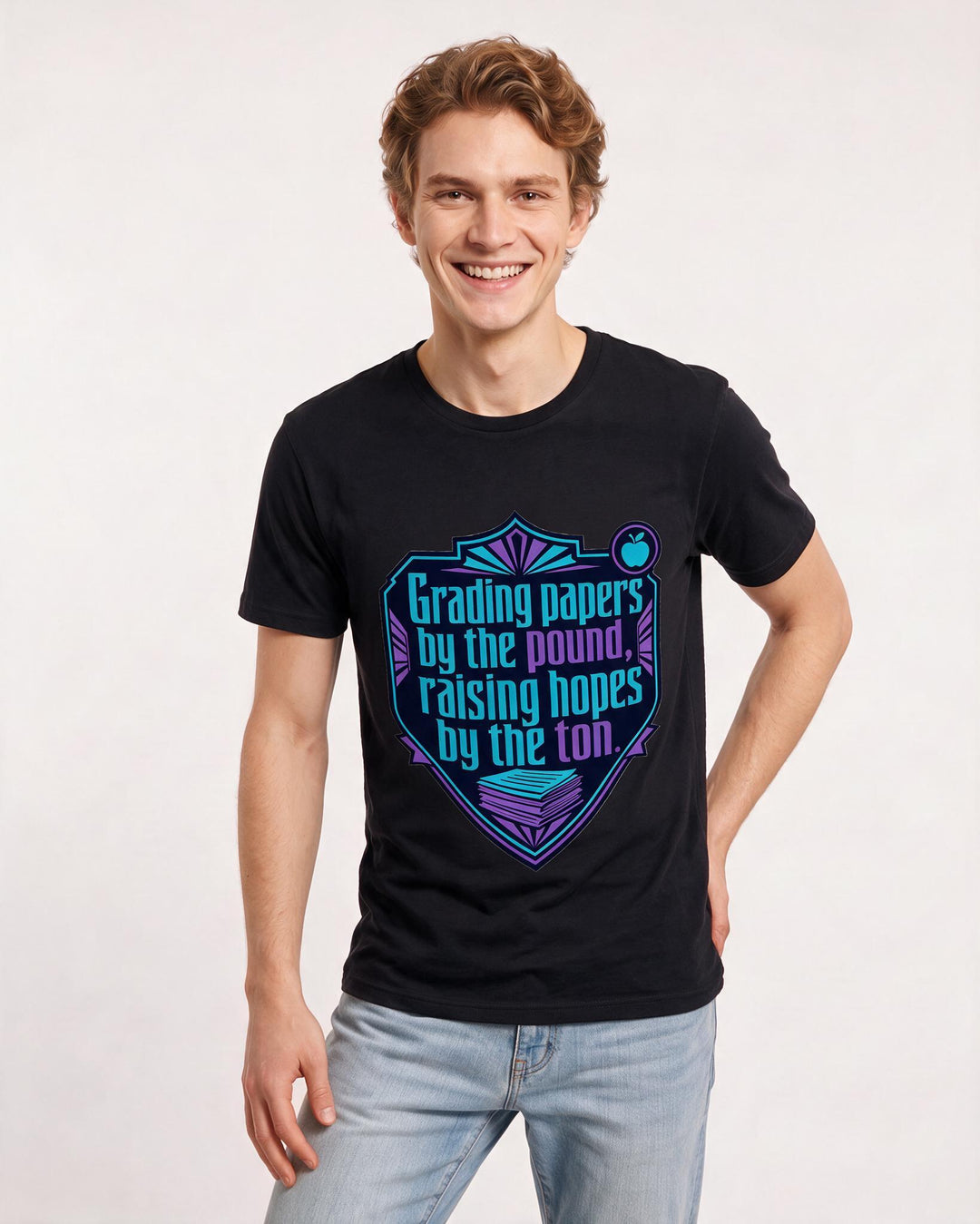 Teacher Gift Men's Black T-Shirt - Grading papers by the pound, product image 3