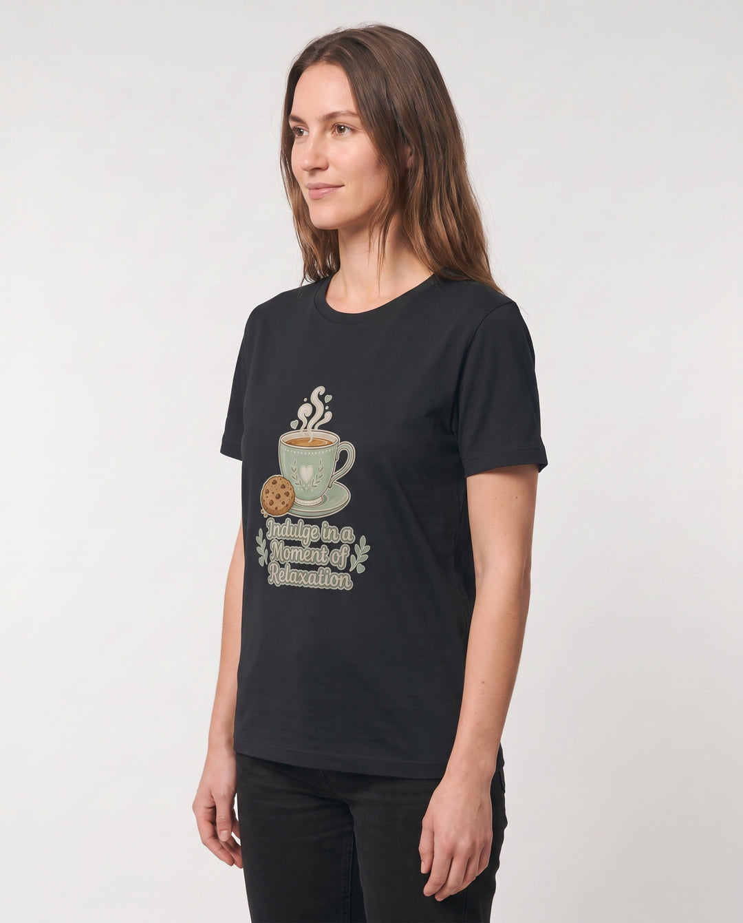 Indulge In A Moment Of Relaxation Black T-Shirt mockup 2