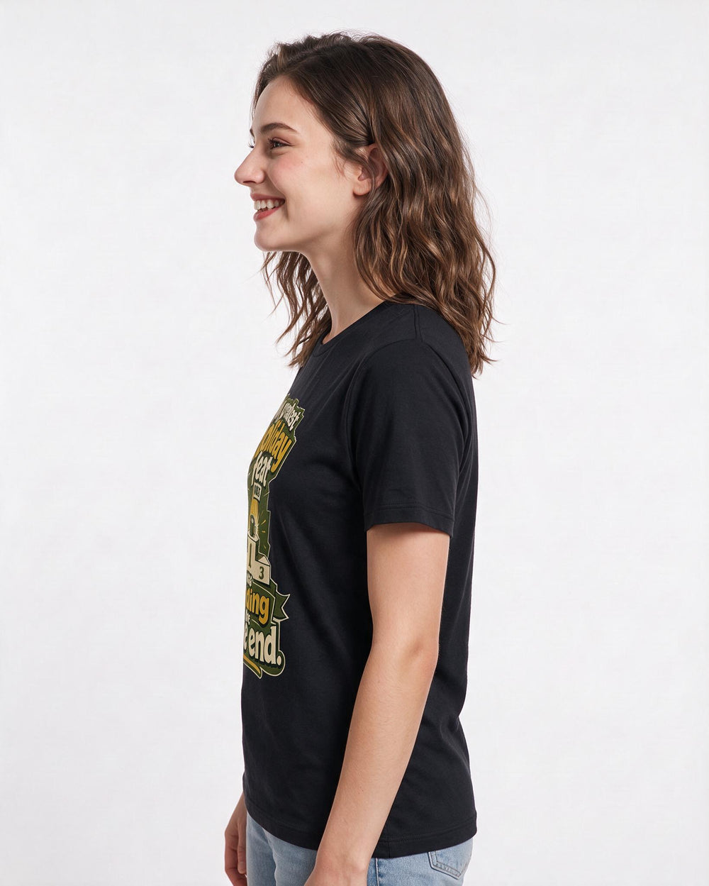 Funny Christmas Women's Black T-Shirt – My greatest holiday feat was finding the tape end. product image 2