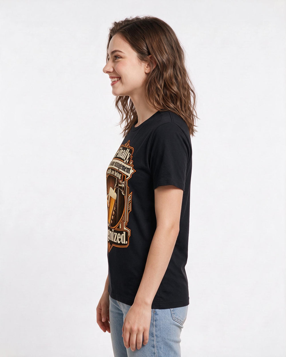 Beer Black T-Shirt for Women – Everyday Expression Graphic Tee product image 2