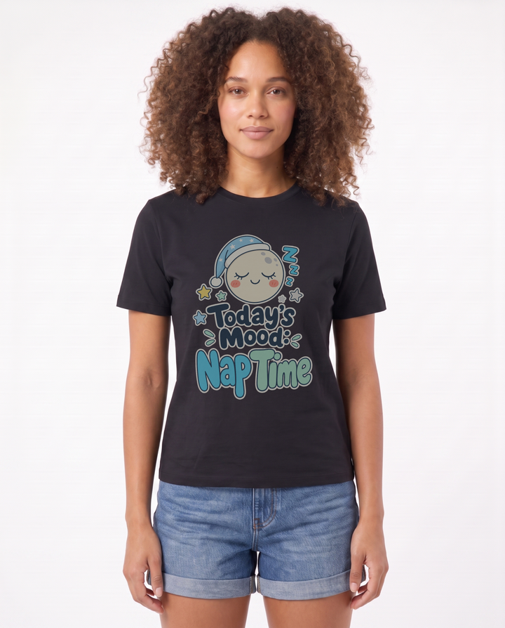 Today's Mood: Nap Time Black T-Shirt mockup 1