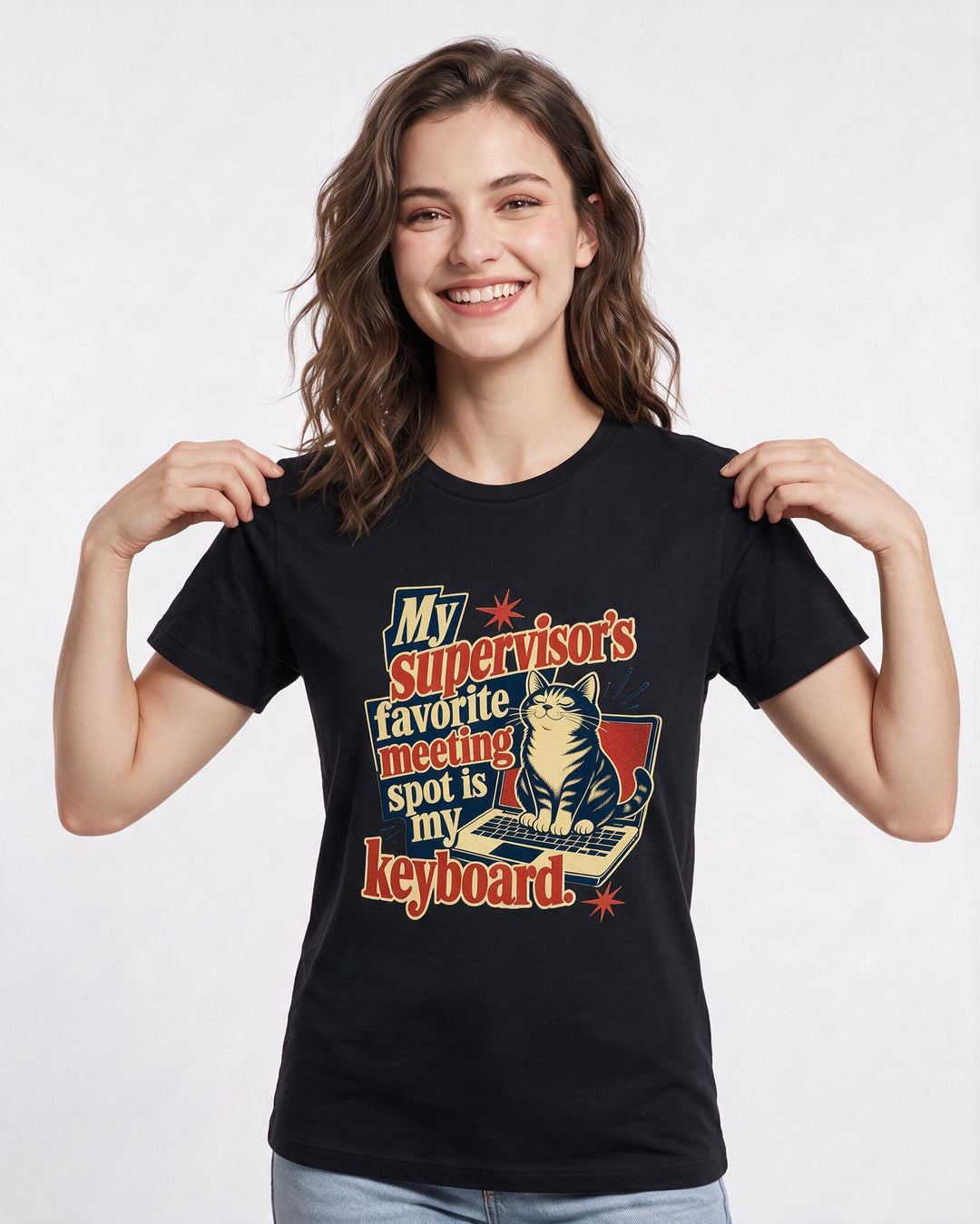 Cat Lover Black T-Shirt for Women – Everyday Expression Graphic Tee product image 3