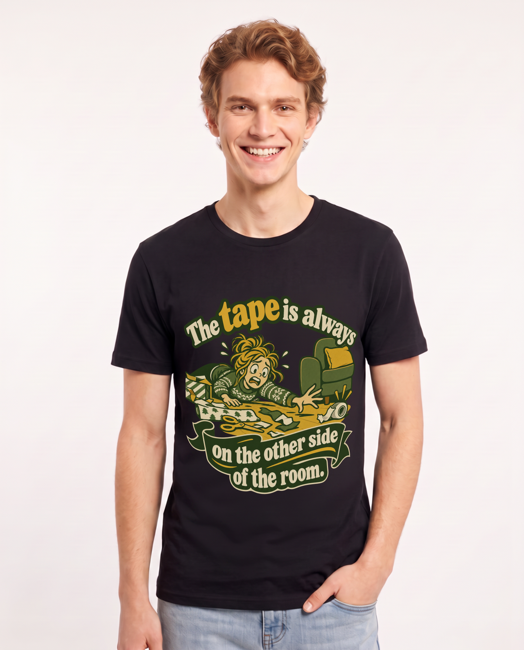 Christmas Black T-Shirt for Men – Holiday Theme Graphic Tee product image 3
