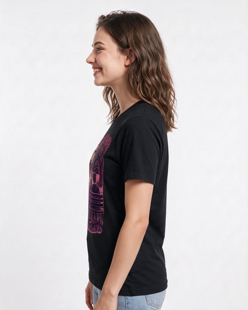 Couples Black T-Shirt for Women – Everyday Expression Graphic Tee product image 2