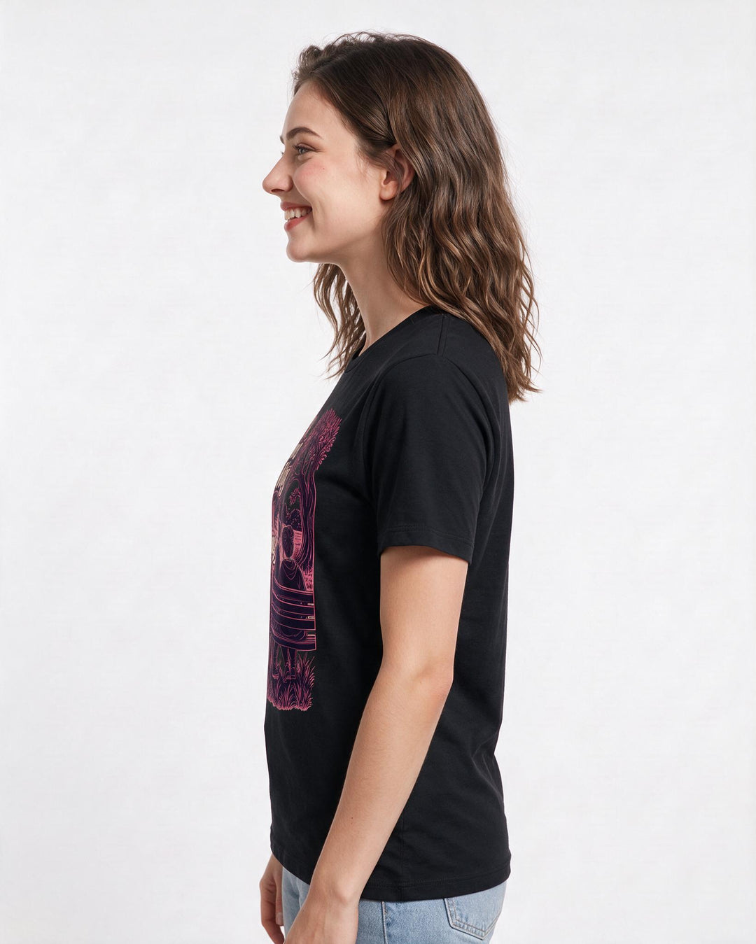 Couples Black T-Shirt for Women – Everyday Expression Graphic Tee product image 2
