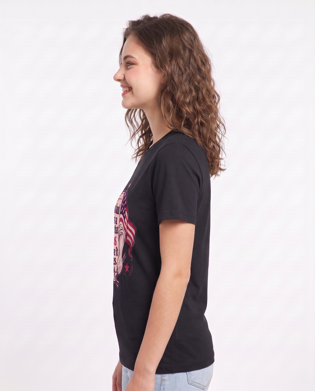 Graphic Women's Black T-Shirt - This land loves a hand that helps product image 2