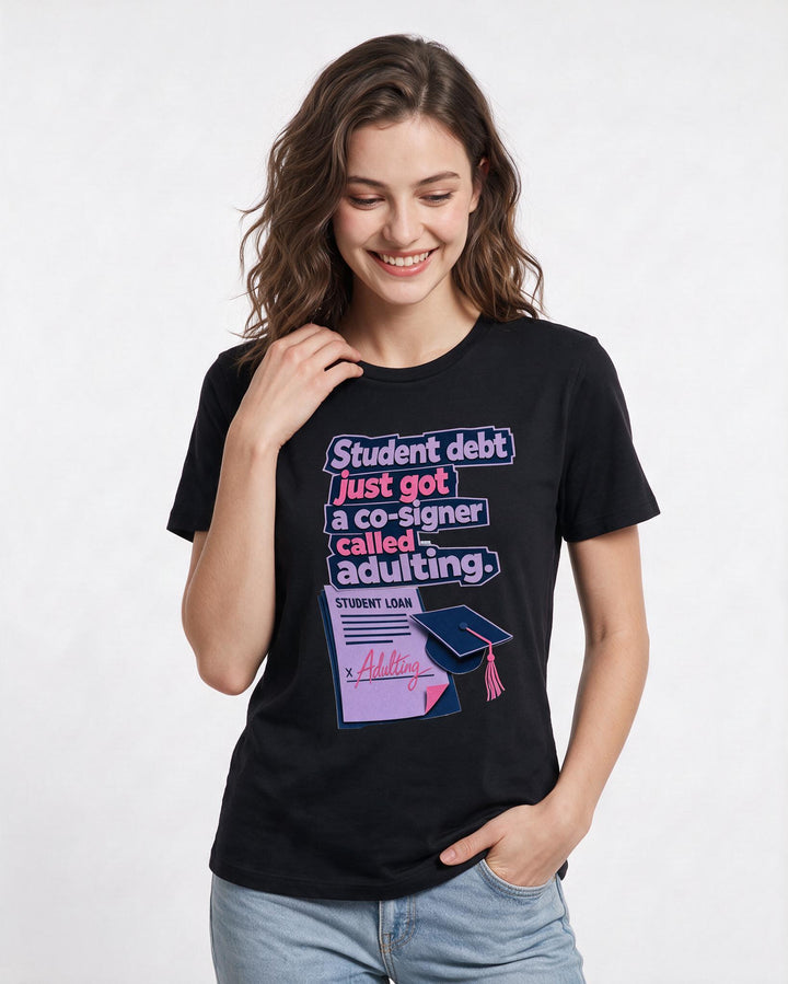 Graduation Black T-Shirt for Women – Everyday Expression Graphic Tee product image 1