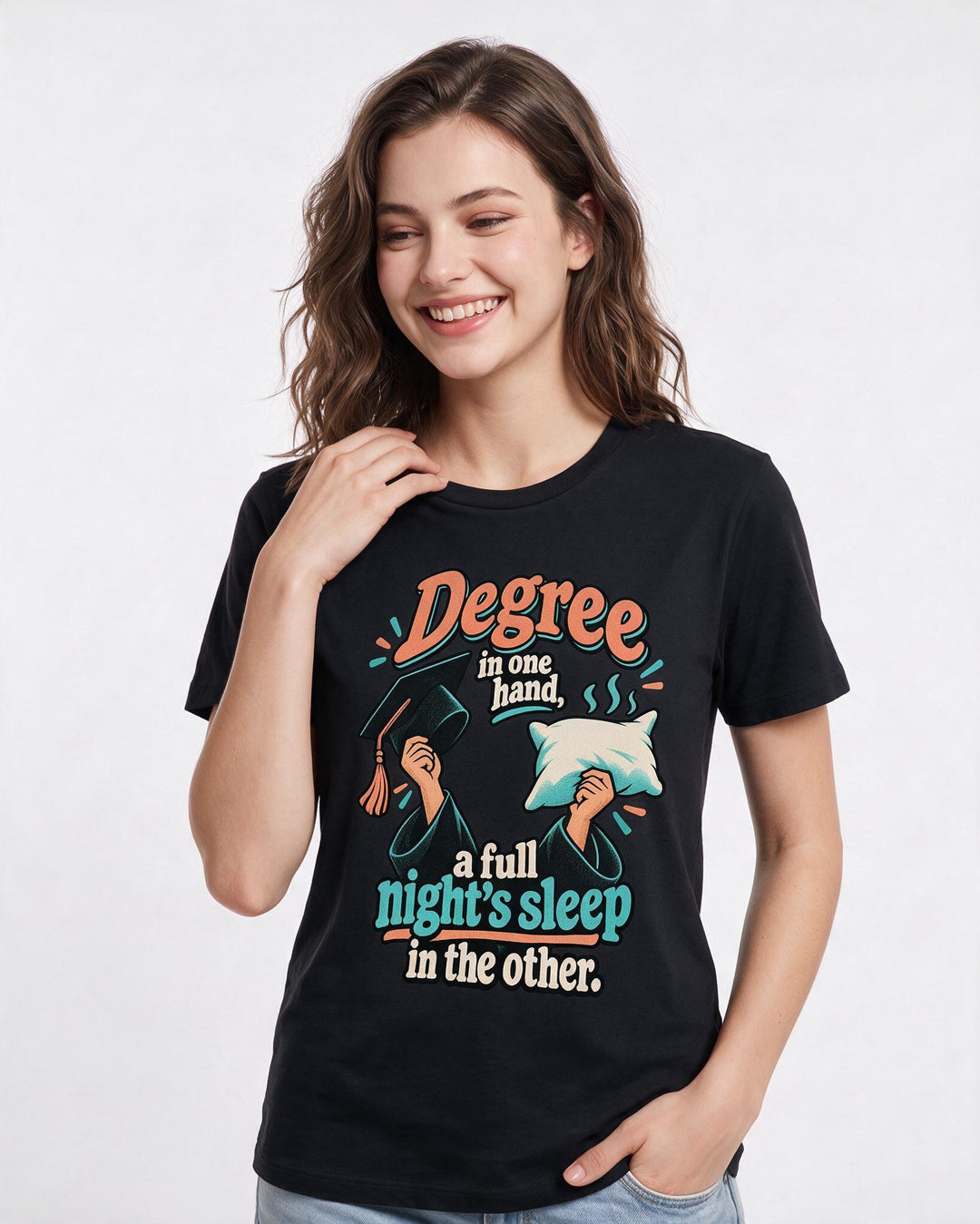Graduation Black T-Shirt for Women – Everyday Expression Graphic Tee product image 1