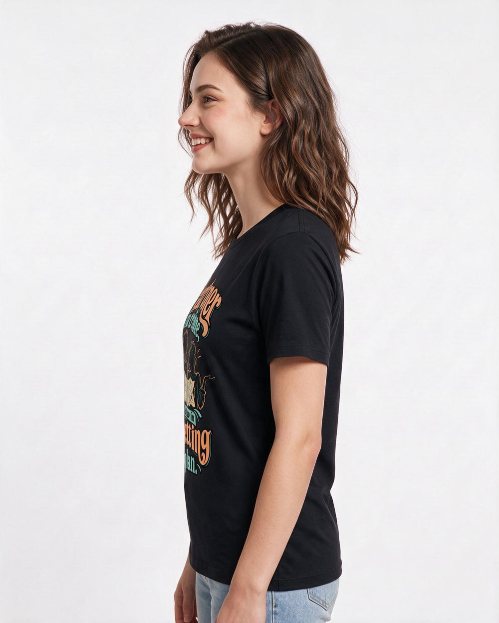 Couples Black T-Shirt for Women – Everyday Expression Graphic Tee product image 2