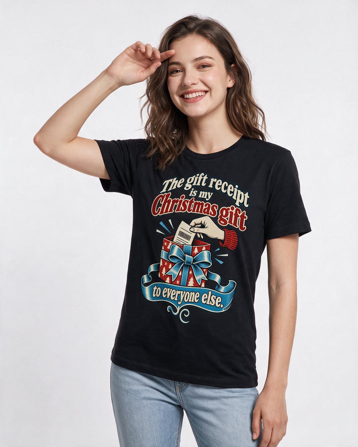 Christmas Black T-Shirt for Women – Holiday Theme Graphic Tee product image 1