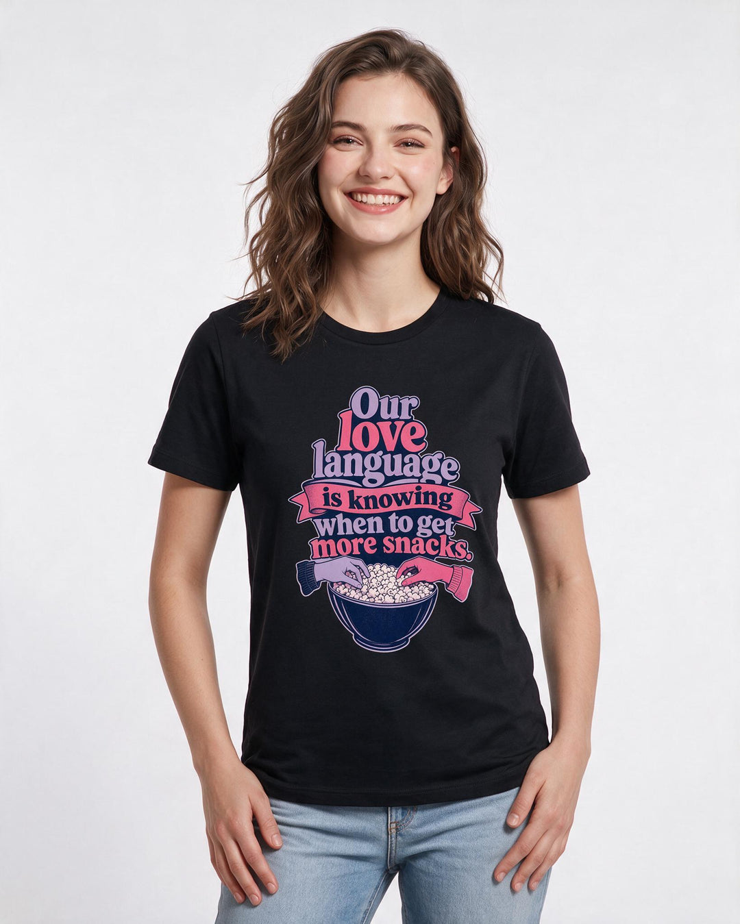 Couples Black T-Shirt for Women – Everyday Expression Graphic Tee product image 3