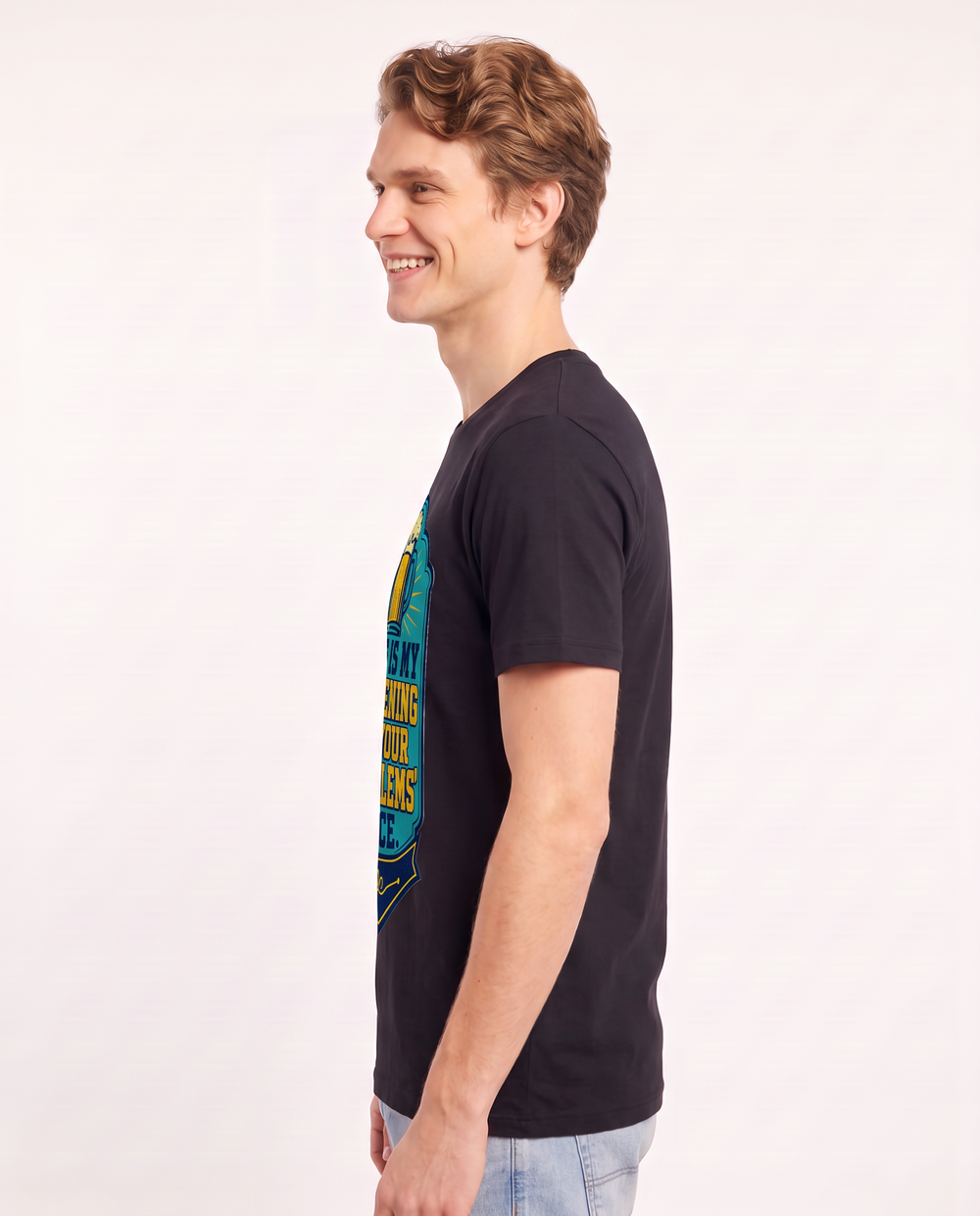 Funny Beer Men's Black T-Shirt - This is my 'listening to your product image 2