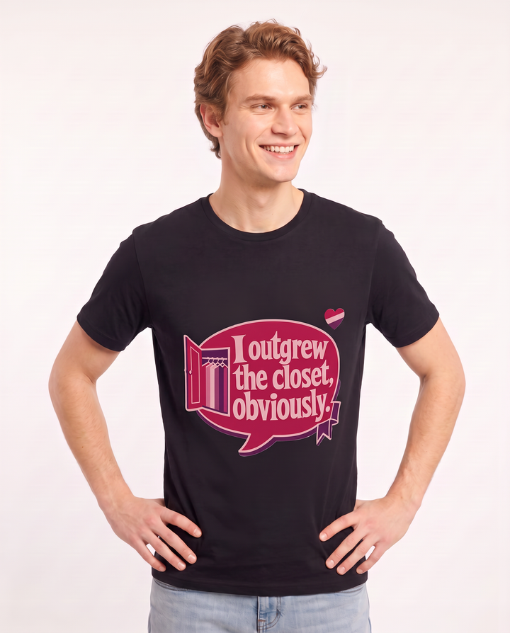 Graphic Men's Black T-Shirt - I outgrew the closet, obviously. product image 3