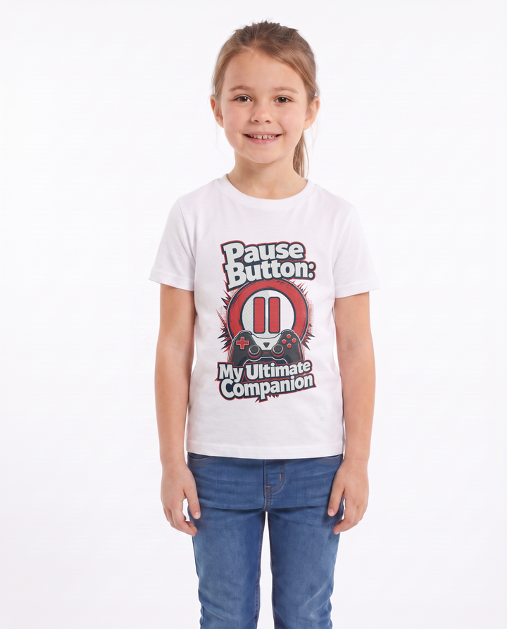 Pause Button: My Ultimate Companion White T-Shirt mockup 1