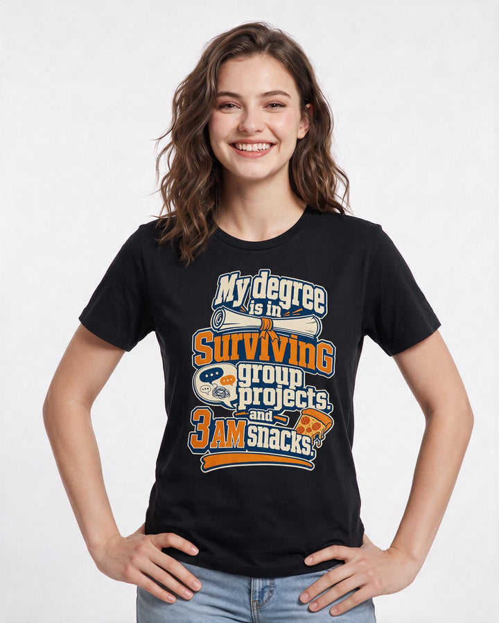 Graduation Black T-Shirt for Women – Everyday Expression Graphic Tee product image 1