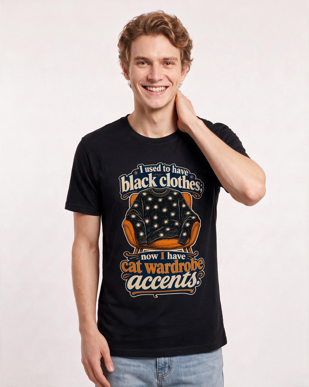 Cat Lover Black T-Shirt for Men – Everyday Expression Graphic Tee product image 3