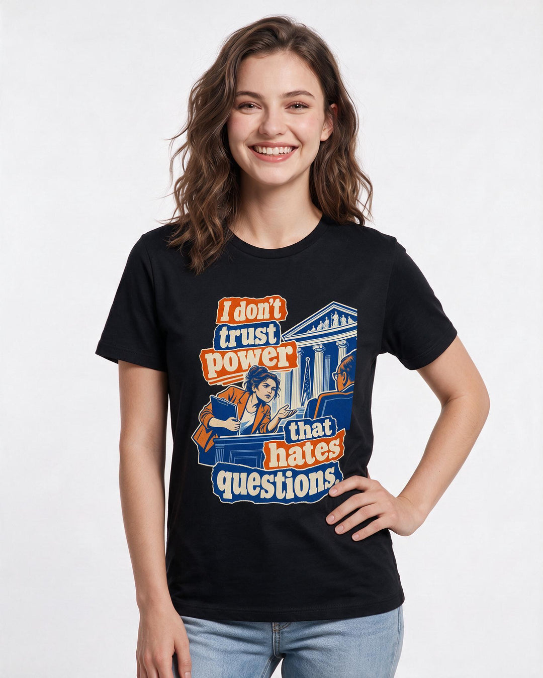 Political Statement Black T-Shirt for Women – Everyday Expression Graphic Tee product image 1