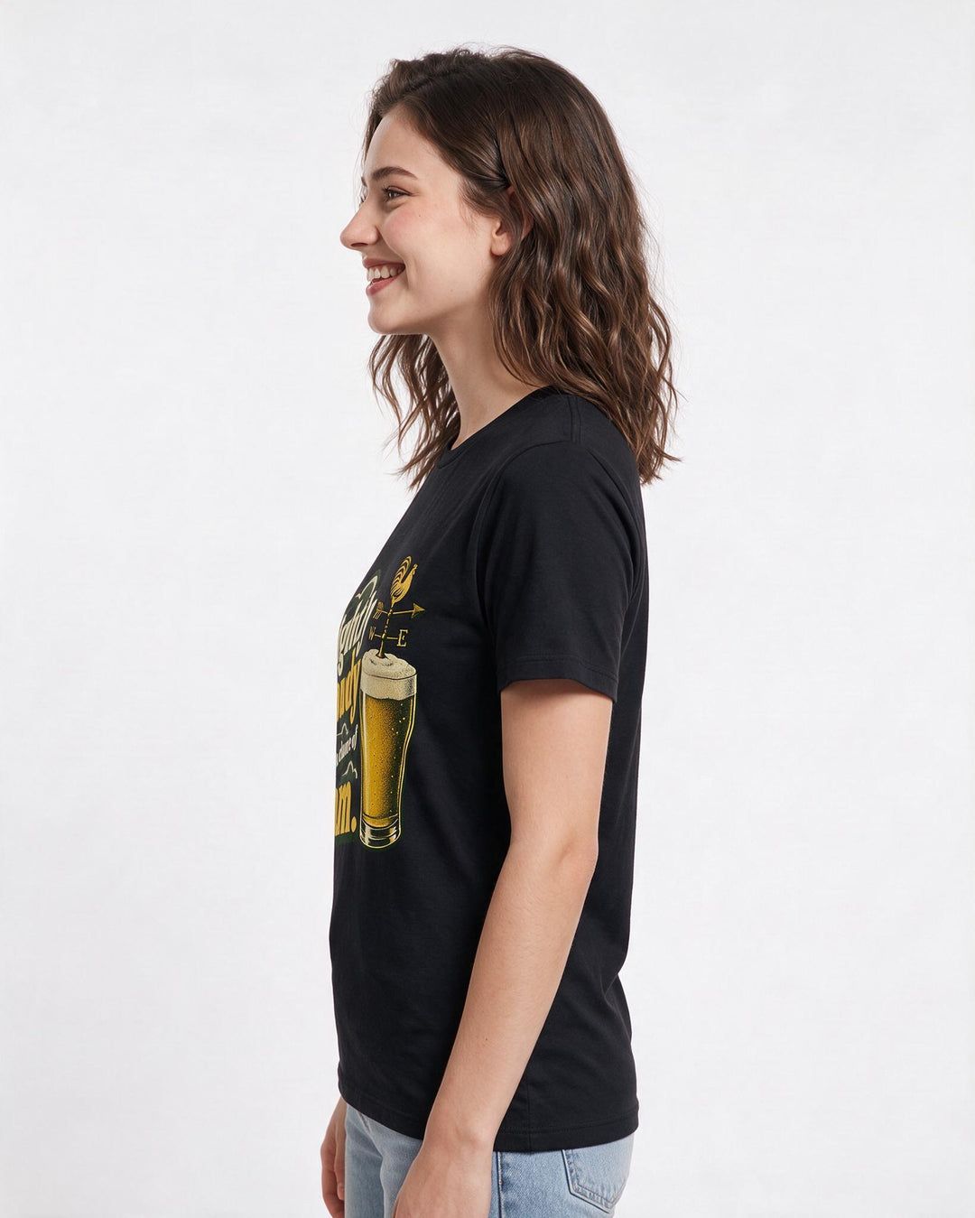 Beer Black T-Shirt for Women – Everyday Expression Graphic Tee product image 2