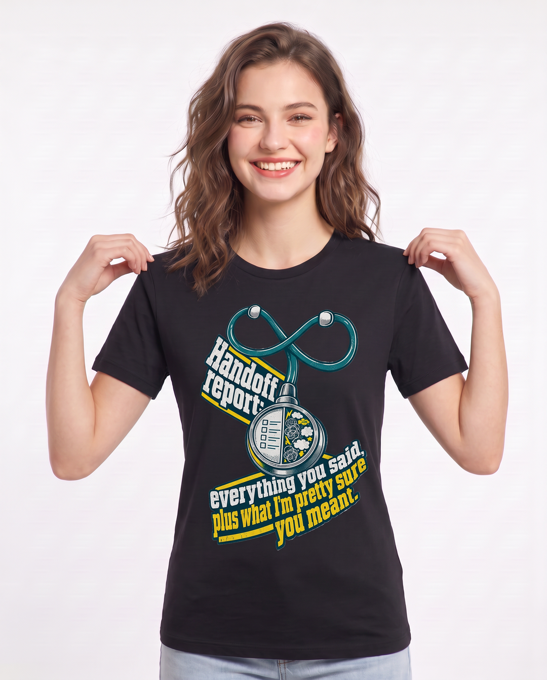 Handoff report: everything you said, plus what I'm pretty sure you meant. Women's Black T-Shirt product image 1