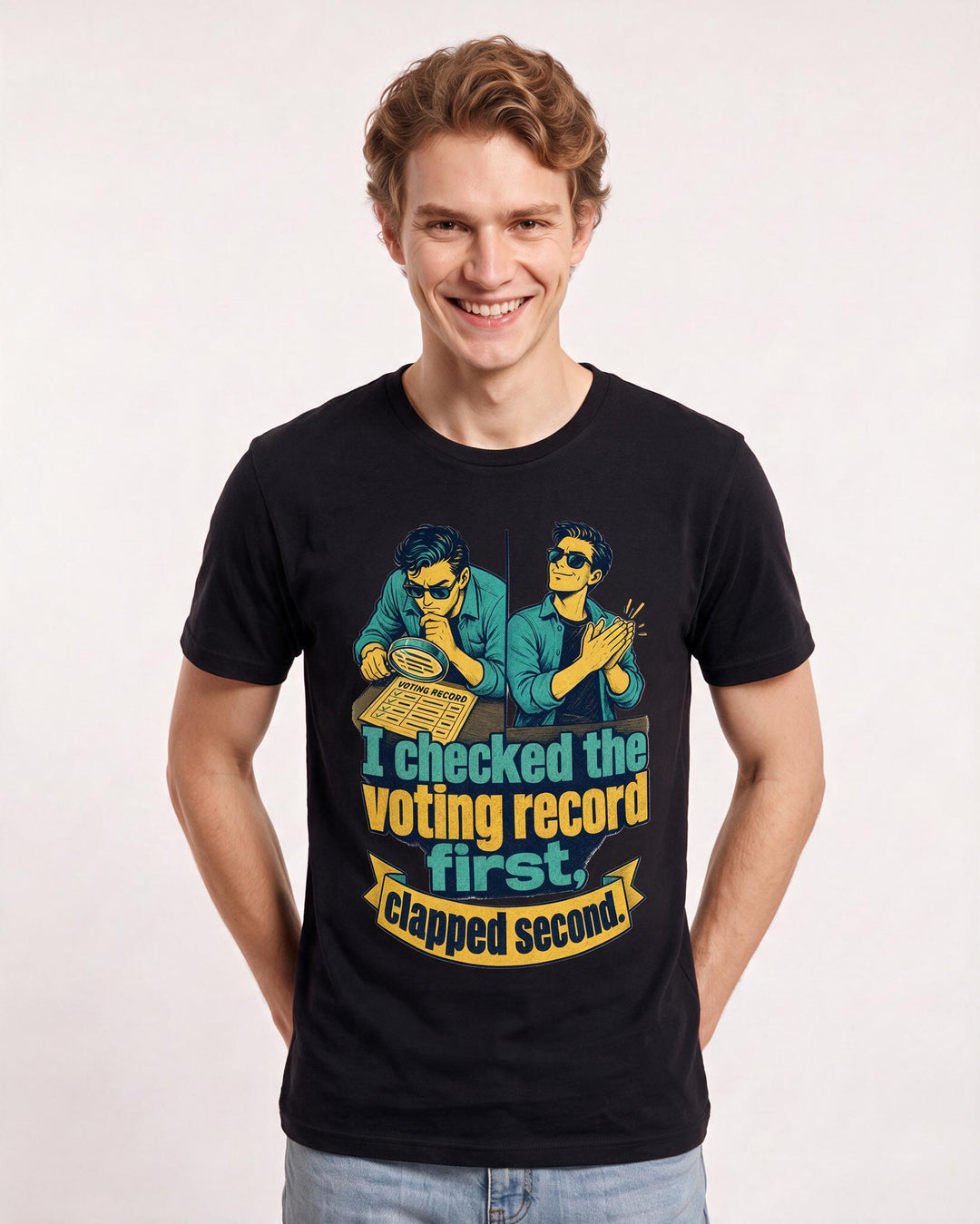 Political Statement Men's Black T-Shirt – I checked the voting record first, product image 3