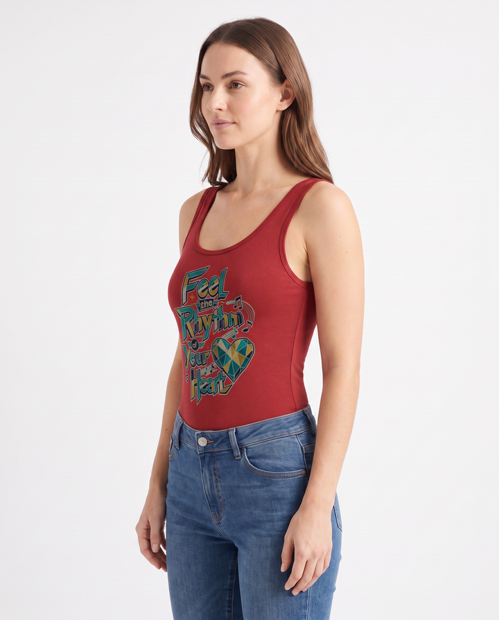 Feel The Rhythm Of Your Heart Sleeveless Tank Bodysuit mockup 2