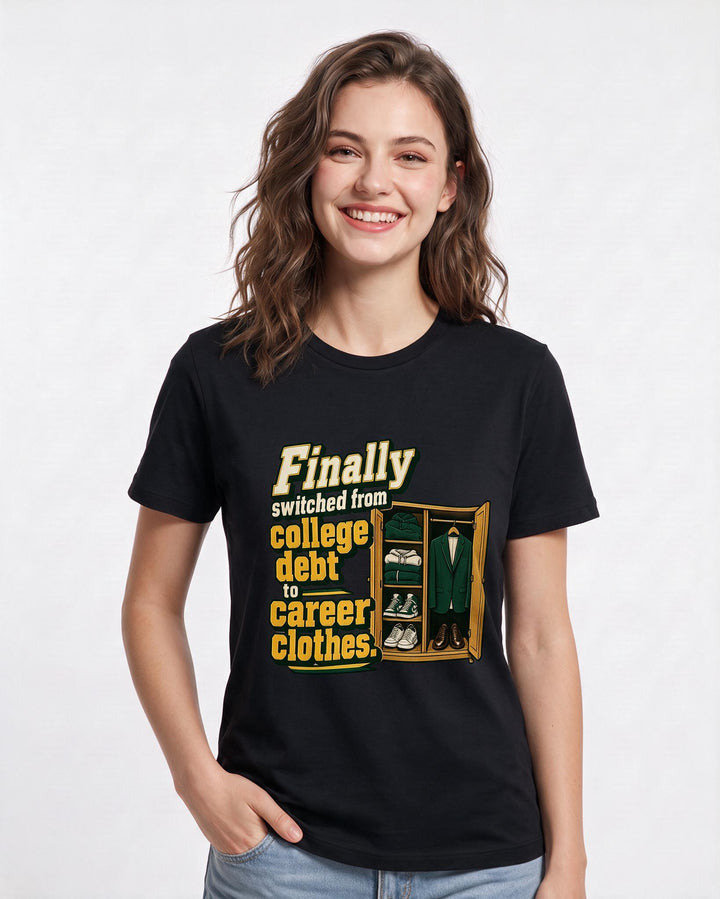 Graduation Black T-Shirt for Women – Everyday Expression Graphic Tee product image 1
