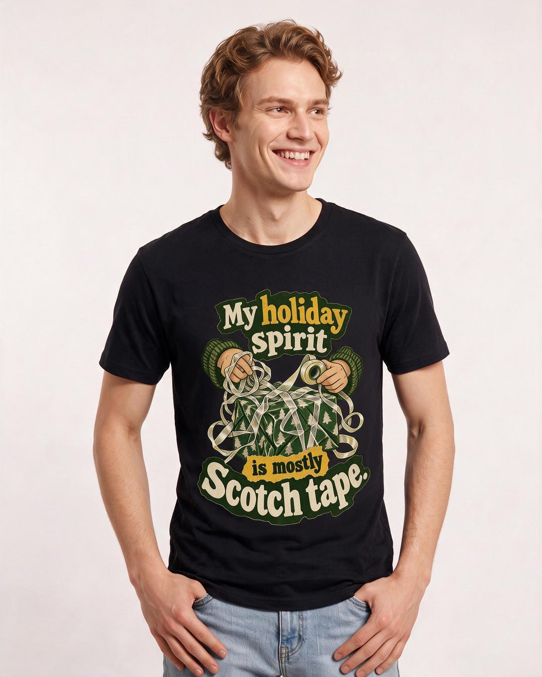 Christmas Black T-Shirt for Men – Holiday Theme Graphic Tee product image 1