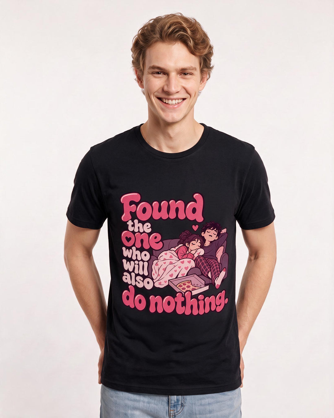 Couples Black T-Shirt for Men – Everyday Expression Graphic Tee product image 1