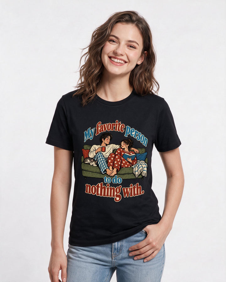 Couples Black T-Shirt for Women – Everyday Expression Graphic Tee product image 1