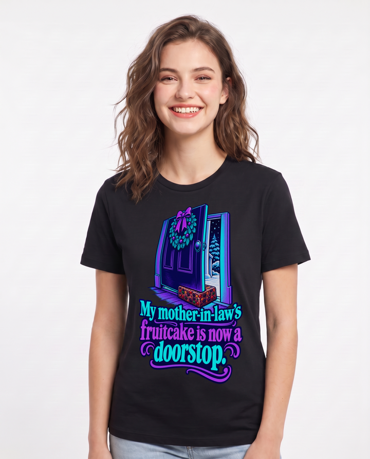 Christmas Black T-Shirt for Women – Holiday Theme Graphic Tee product image 3