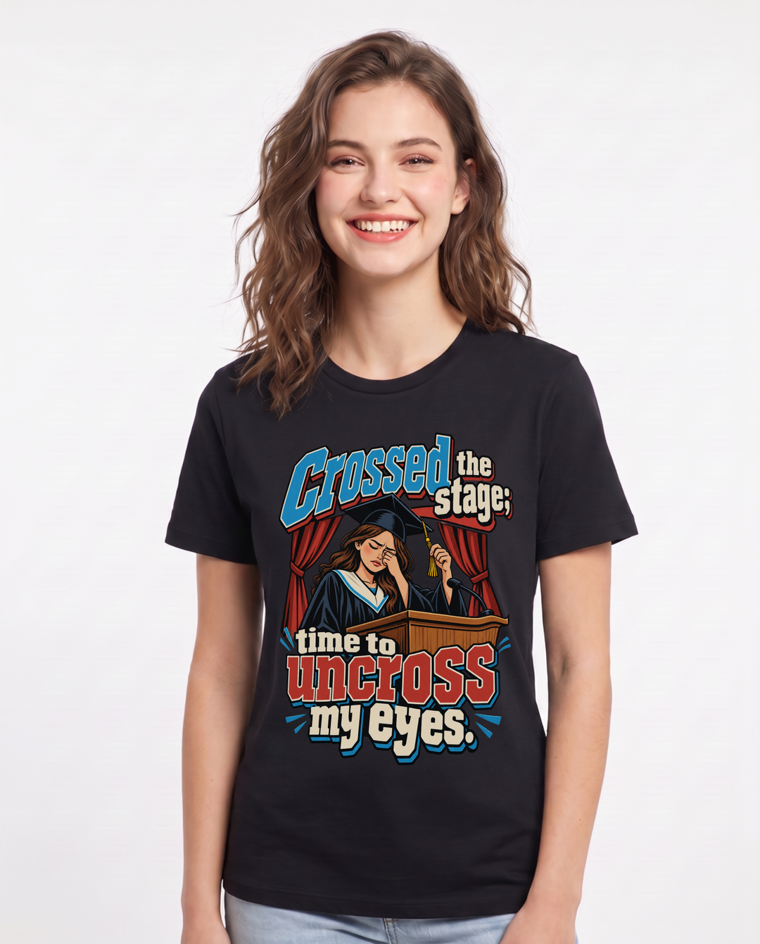 Graduation Black T-Shirt for Women – Everyday Expression Graphic Tee product image 3