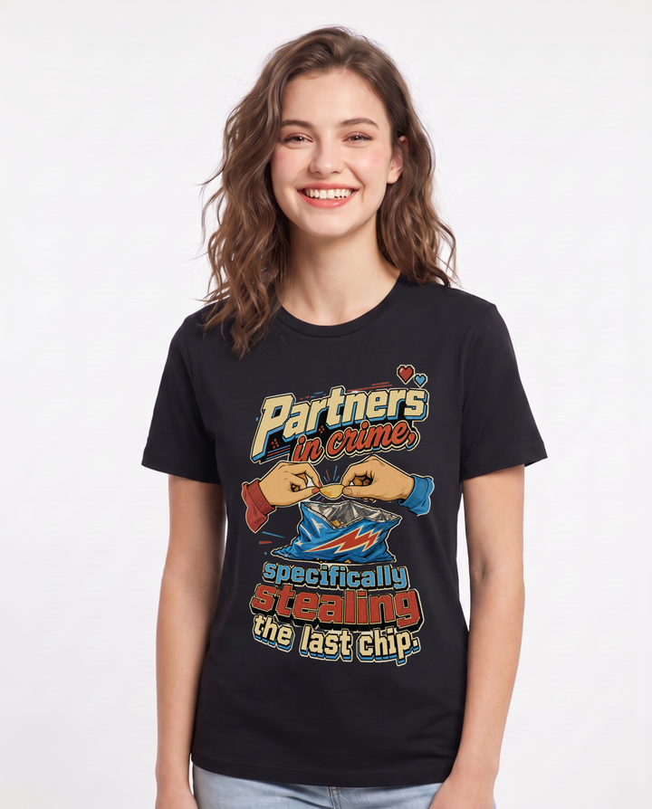 Couples Black T-Shirt for Women – Everyday Expression Graphic Tee product image 3
