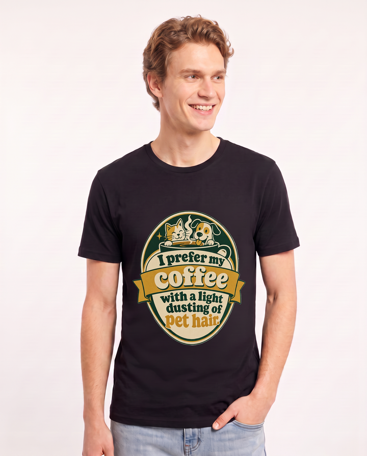 Graphic Men's Black T-Shirt - I prefer my coffee with a light dusting product image 3