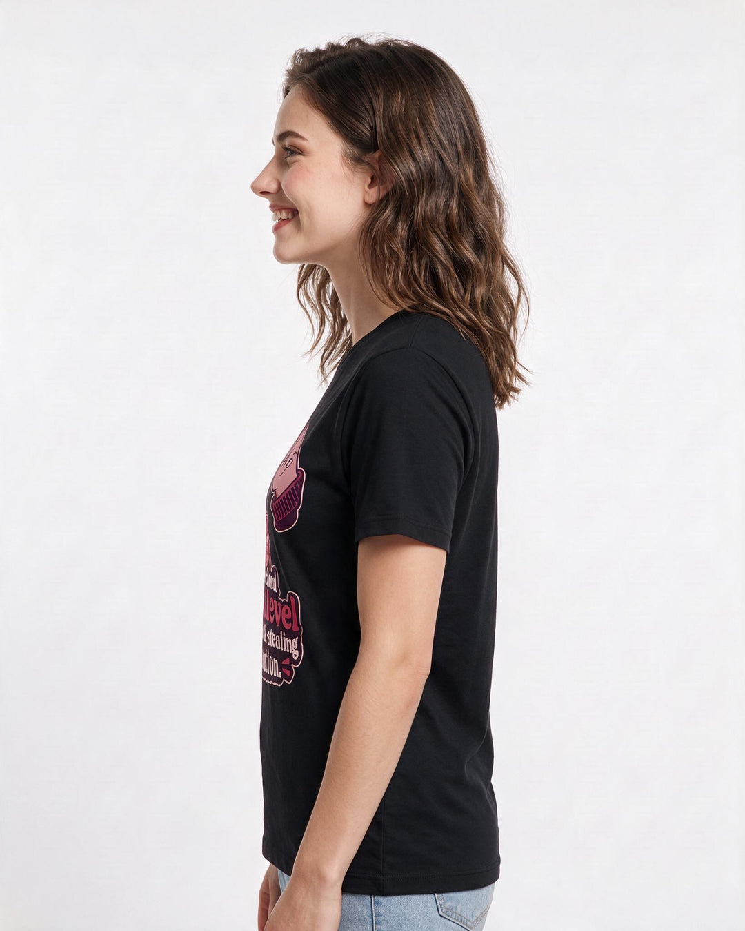 Couples Black T-Shirt for Women – Everyday Expression Graphic Tee product image 2