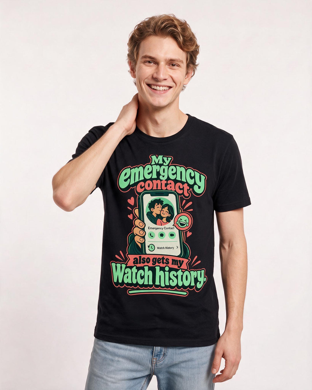 Couples Black T-Shirt for Men – Everyday Expression Graphic Tee product image 1