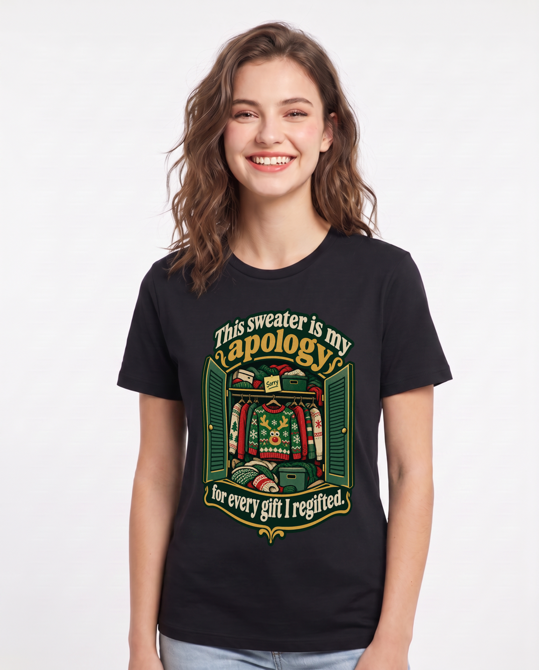 Christmas Black T-Shirt for Women – Holiday Theme Graphic Tee product image 3