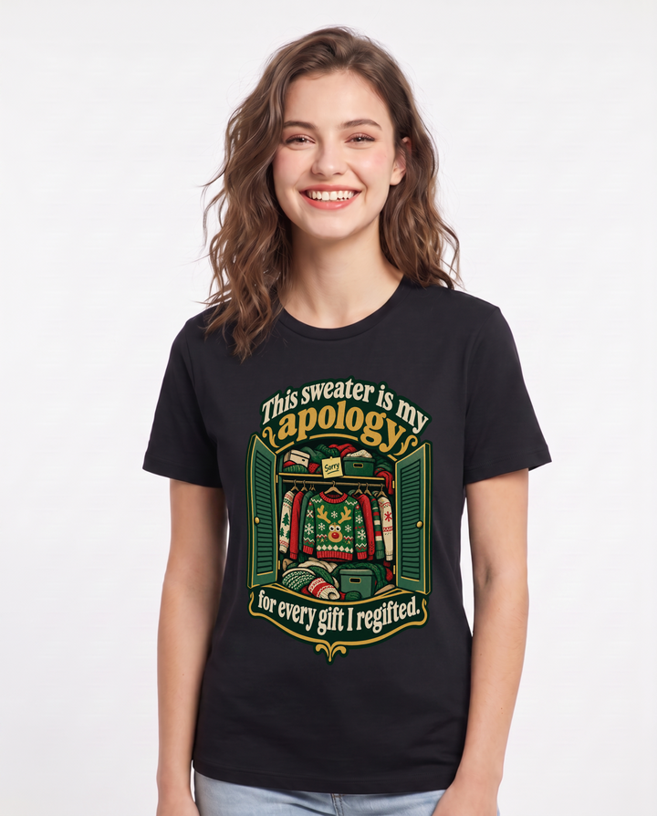 Christmas Black T-Shirt for Women – Holiday Theme Graphic Tee product image 3